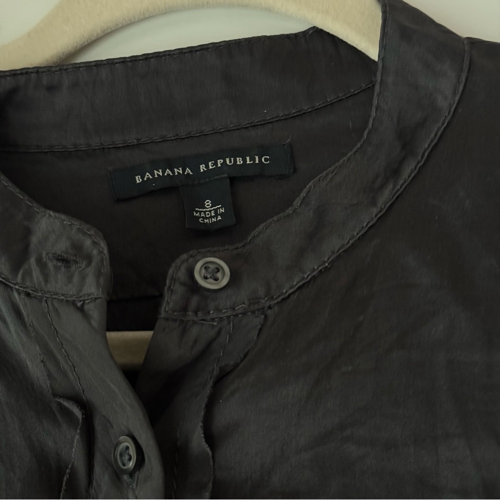 VTG | BANANA REPUBLIC SILK GIRLY COQUETTE UTILITY SHIRT DRESS TUNIC QUIET LUXURY - Picture 6 of 12